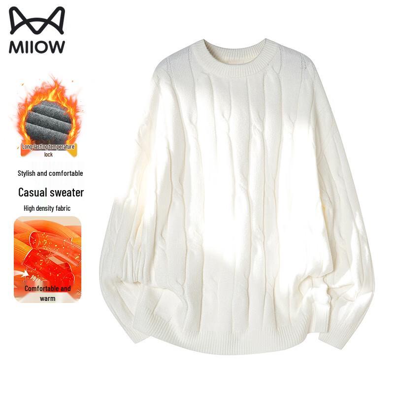 M'R Unisex Loose Fit Round Neck Solid Knit Sweater