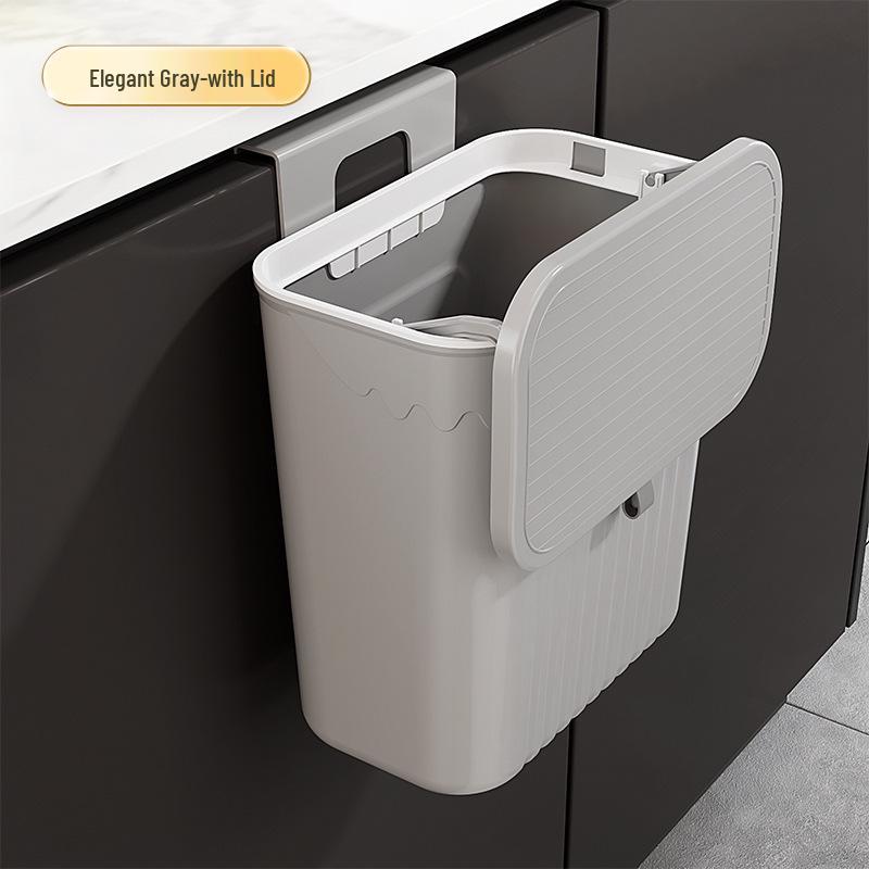 Wall-Mounted Sliding Lid Trash Can for Kitchen, Bathroom, and Living Room