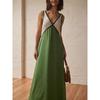 Women's Summer Color Block V Neck Sleeveless Tank Maxi Dress Loose Casual Vacation Beach Long Dress for Women