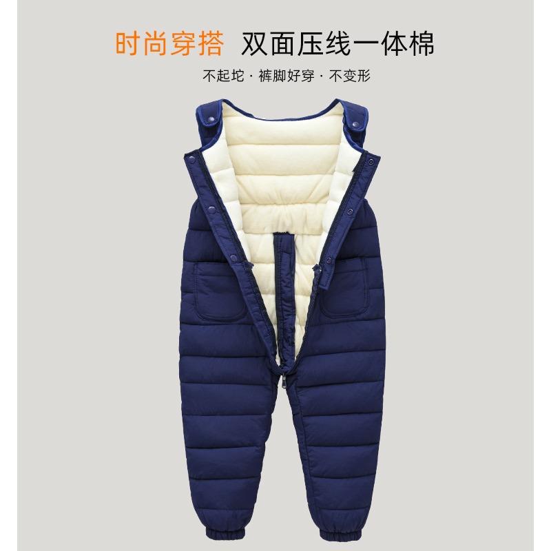 Baby Kinder Verdickte Fleece Latzhose Offener Schritt Winter Baumwolle Gepolsterte Hose Für Jungen Mädchen