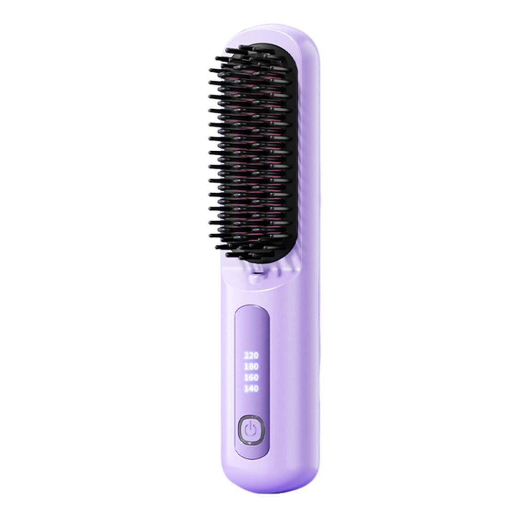 2 In 1 Mini Hair Straightener Brush Fast Heating Anti-Scald Cordless Straightener Brush Hair Flat Iron Curler Girl Combing Hair