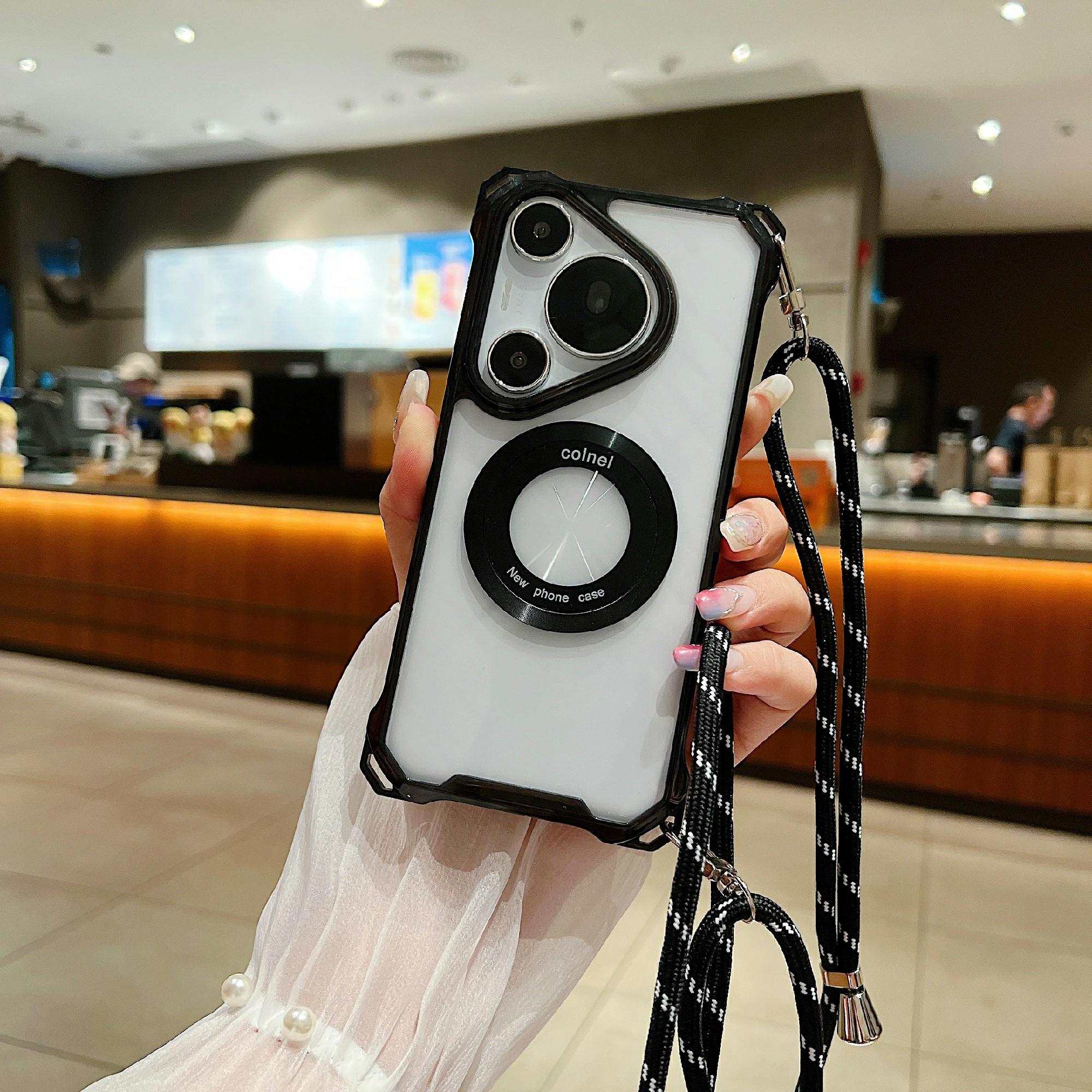 

Для Huawei Pura 70 Pro/70 Pro+ Магнитный чехол Стеклянная крышка камеры Подставка ТПУ+Акриловая накладка для телефона Black