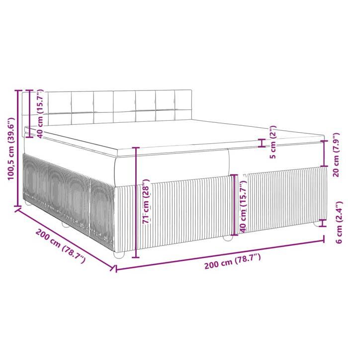 VidaXL Sommier à lattes de lit avec matelas Gris clair 200x200cm Tissu 3287563
