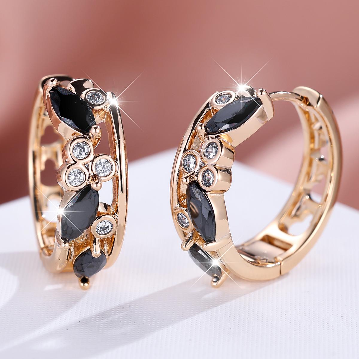 

Новые модные летние серьги цвета шампанского с золотым цирконием, конский глаз, полые серьги с пряжкой, свежие и элегантные женские серьги, ювелирные изделия чёрный