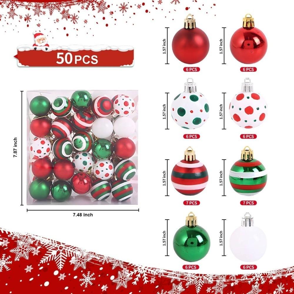 4cm Painted Christmas Ball Set Plastic Xmas Baubles Xmas Tree Hanging Gift Ball Christmas Decorations Xmas Ornament Ball