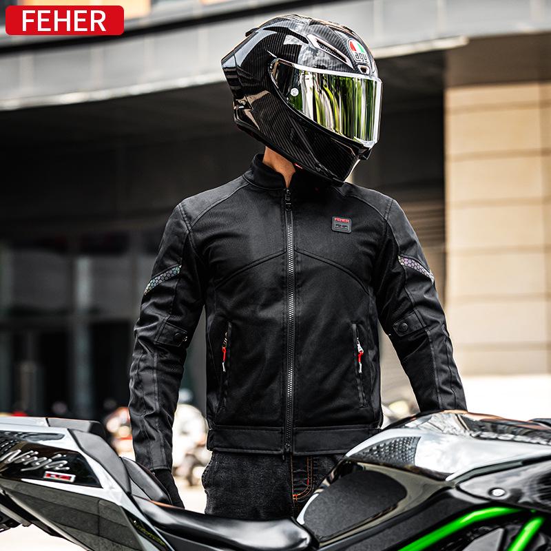 FEHER Summer Mesh Motorcycle Jacket: Breathable, Anti-Fall Riding Suit for Men and Women