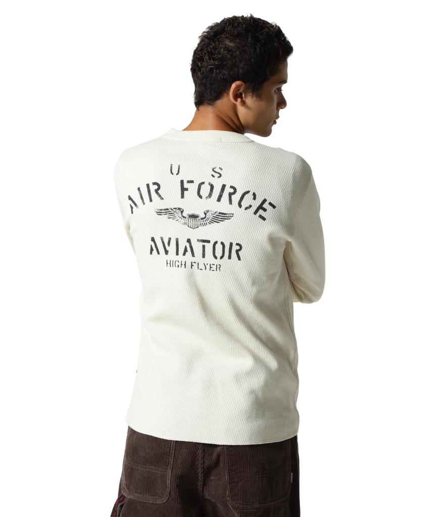 AVIREX HONEYCOMB WAFFLE USAF L/S T-SHIRT XL natural 783-5230030