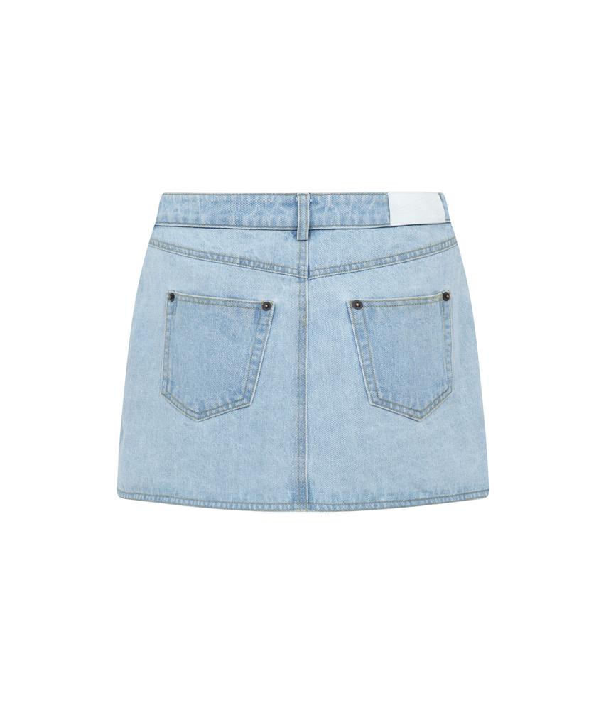Kwajipyuliti Button Mini Wrap Skirt (Bright Denim)