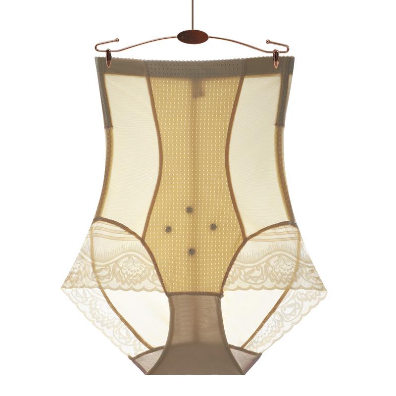 

Кружевное нижнее белье 2 в 1, формирующее нижнее белье, трусики с высокой талией и плоским животом, женские бесшовные эластичные трусики, дышащие XXL бежевый