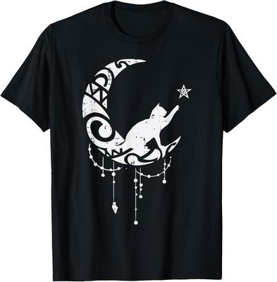 Crescent Moon Cat Star Mystical Celestial Women Girls T-Shirt