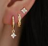 4PCS Fashion Zircon Round Hoop Earring Set Women Temperament Flower Ear Stud Huggie Earring Tragus Piercing Cartilage Jewelry