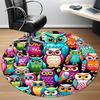 1pc Owl Pattern Office Round Area Rug, Indoor Mat Suitable For Office, Under Office Chairs Bedroom Living Room Home Decor, Room Deco