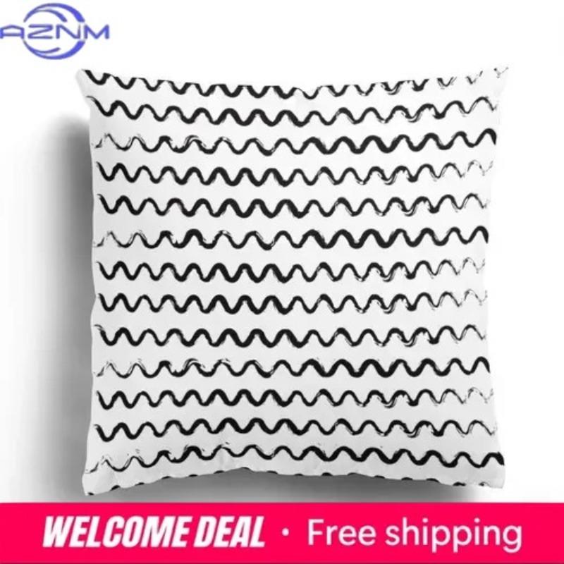 Modern Home Living Room Decorative Pillowcase Cushion Cover Nordic Black White Simple Zipper Pillowcase