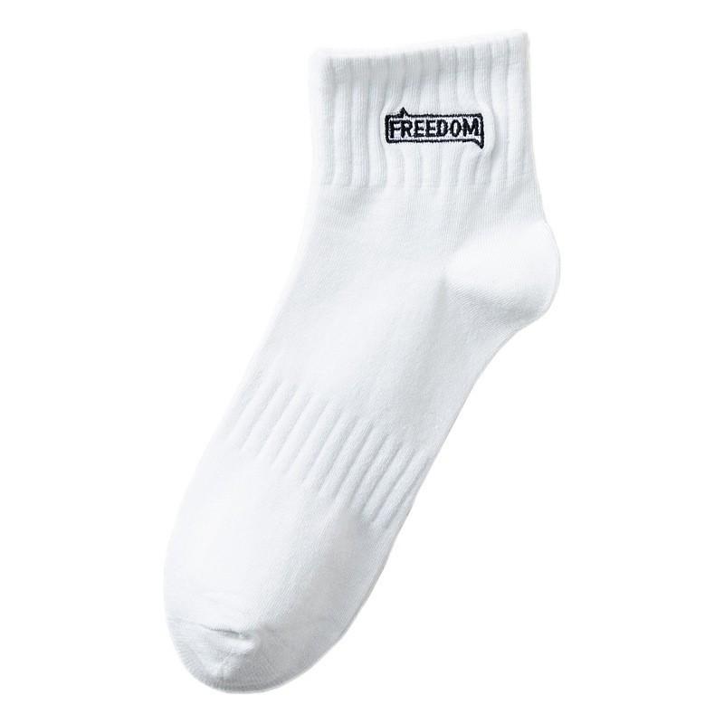 Socks Men'S Pure Cotton Low-Top Medium Tube Socks Sweat-Absorbing And Deodorant Sports Socks Trend Letter Men'S Cotton Short Tube Socks