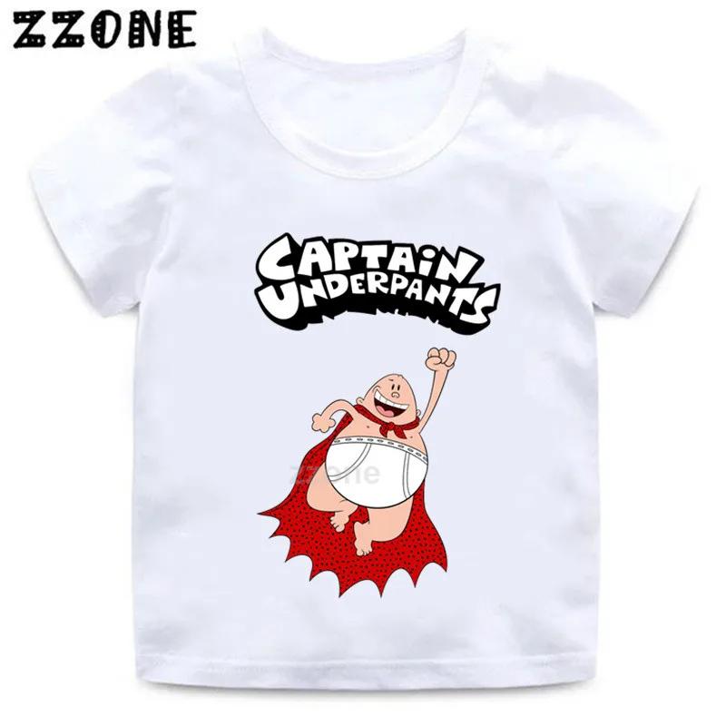 Boys and Girls Captain Underpants Cartoon Print T shirt Kids Funny Casual Clothes Baby Tops Children Summer Short Sleeve Tshirt