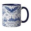 Yousheng USA 250th Anniversary Blue Mug, Patriotic Ceramic Coffee Cup with Eagle Flag Design, Independence Day Gift for Veterans Men Women