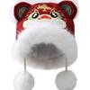 New Year Children's Red Lion Hat - Warm Ear Protection for Boys & Girls, Perfect for Autumn & Winter