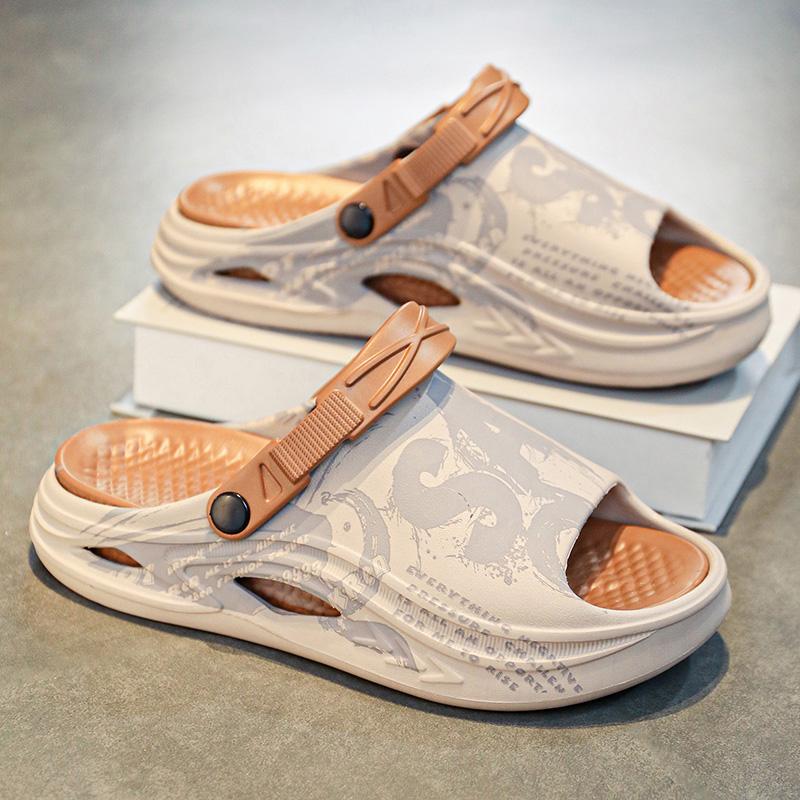Fashion Summer Men Sandals Thick Soled Outdoor Anti Slip Shoes Soft EVA Dry Wedge Platform Garden Shoes Beach Sandals Home Slippers Men