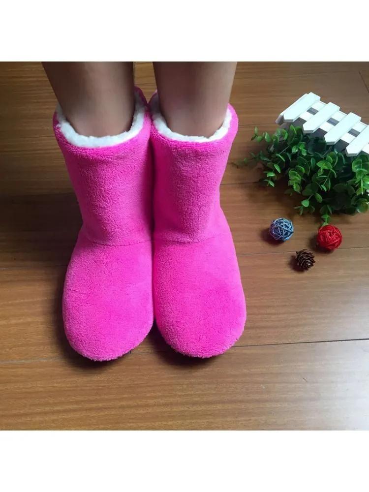 

Thickened Warm Floor Boots, High-top Non- Indoor Cotton Shoes 43 гарячі рожевого кольору