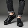 2025 Fashion Brand Male Brogues Footwear Genuine Leather Mens Casual Shoes Thick Sole Height Increasing Shoes Pure Black