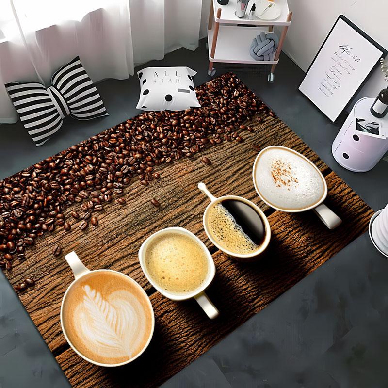 Funny Coffee Beans 3D Printing Carpet for Living Room Bedroom Alfombra Anti-slip Soft Area Rug Sofa Doormat Home Decor Tapete HD
