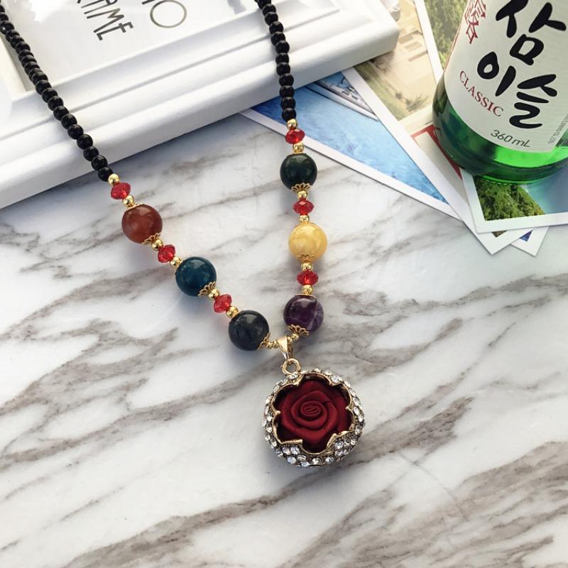 

Ретро Мода Опал Высококлассное Ожерелье Женское Длинное Темперамент Свитер Цепочка Цветок Бриллиант Универсальные Аксессуары