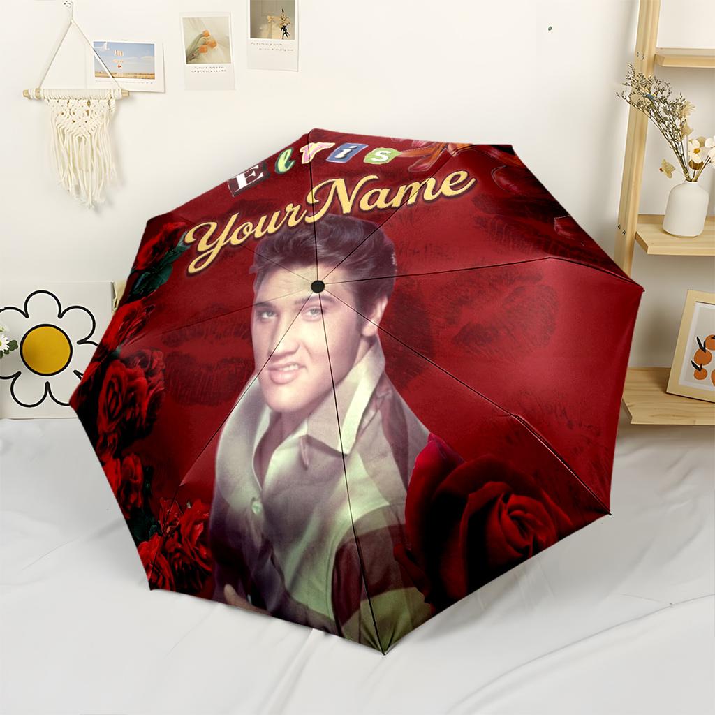 Elvis Personalized Name Umbrella Automatic Umbrella Compact 8-Rib Lightweight Lightweight Travel Essential Fashionable Gift for Festivals