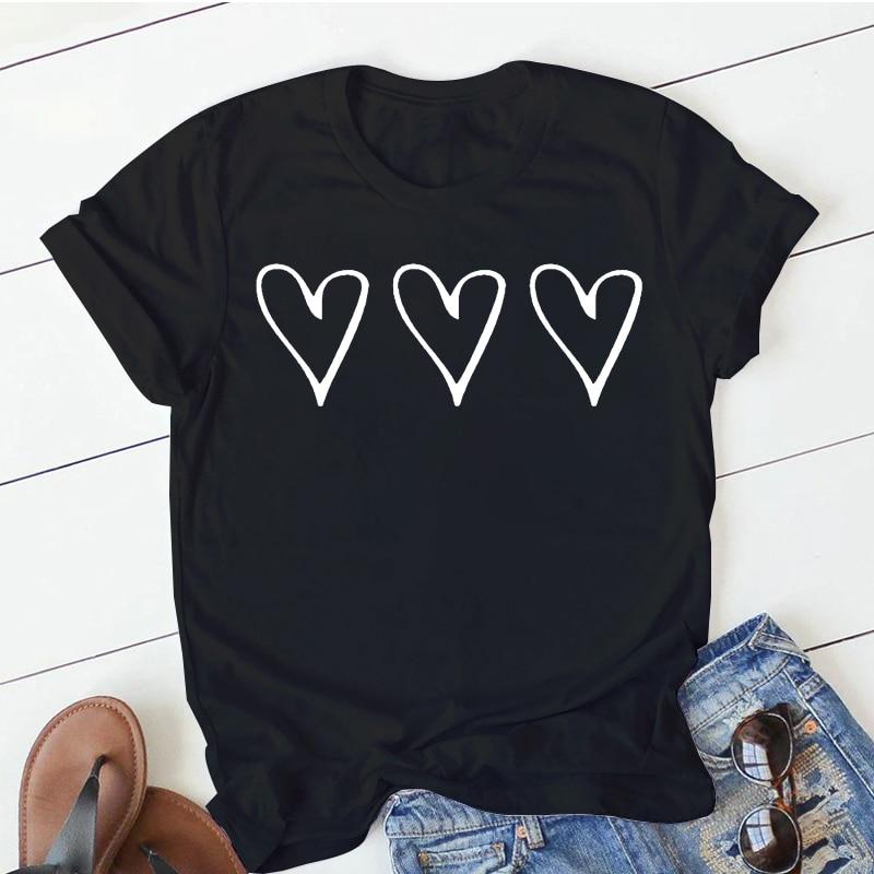 Купить Graphic Heart Tees Harajuku Cute New Short Sleeve Tshirts Simple Tops  Ladies Women Cartoon Korean Fashion Female Clothes T-Shirt | Joom
