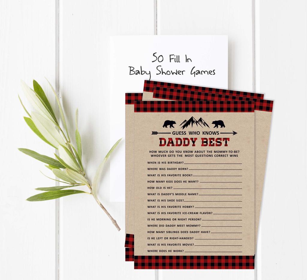 Inkdotpot 50 Sheet Lumberjack If The Price Is Right Rustic Kraft Baby Shower Game Gender Neutral Party