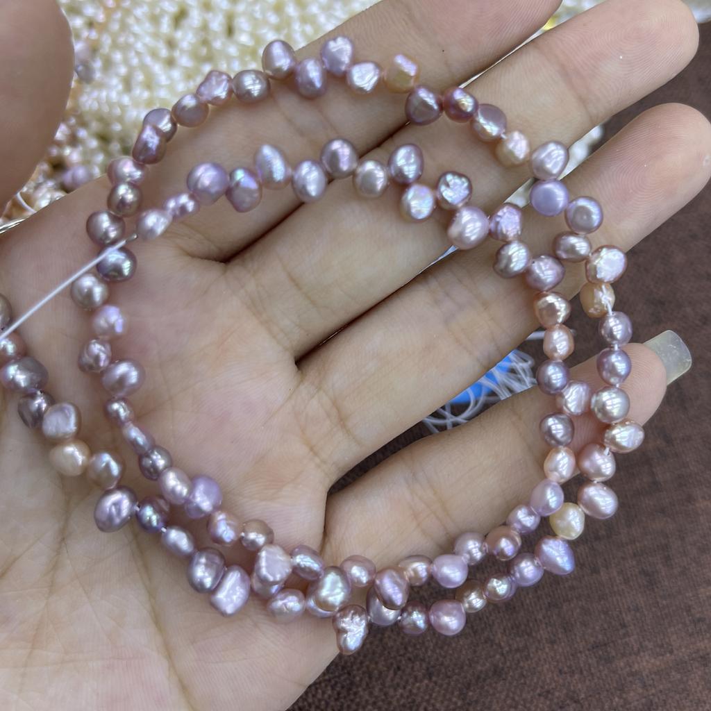 1String, Purple Yellow White Natural Freshwater Pearls, Top Sided Drilled Hole Pearl Beads for Jewelry Making DIY Crafts (Beads 4-5mm, Length 36cm)