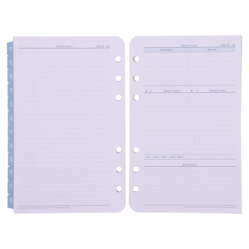 Franklin Planner Original Weekly Refill, 12-Month Edition, Starting July 2024, Compact, 86184