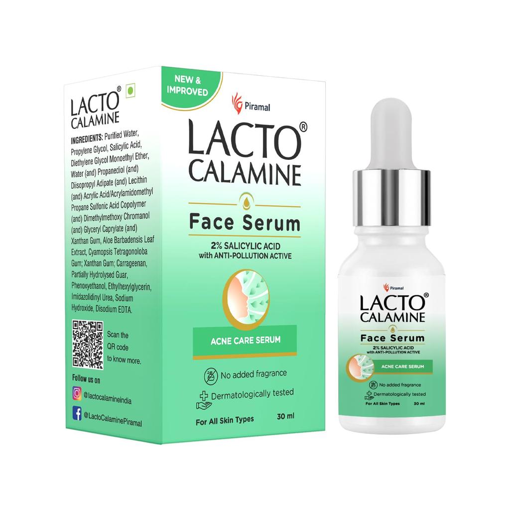 Lacto Calamine 2% Salicylic Acid Face Serum 30ml For Acne Blackheads Oil Control Pores Clear Skin