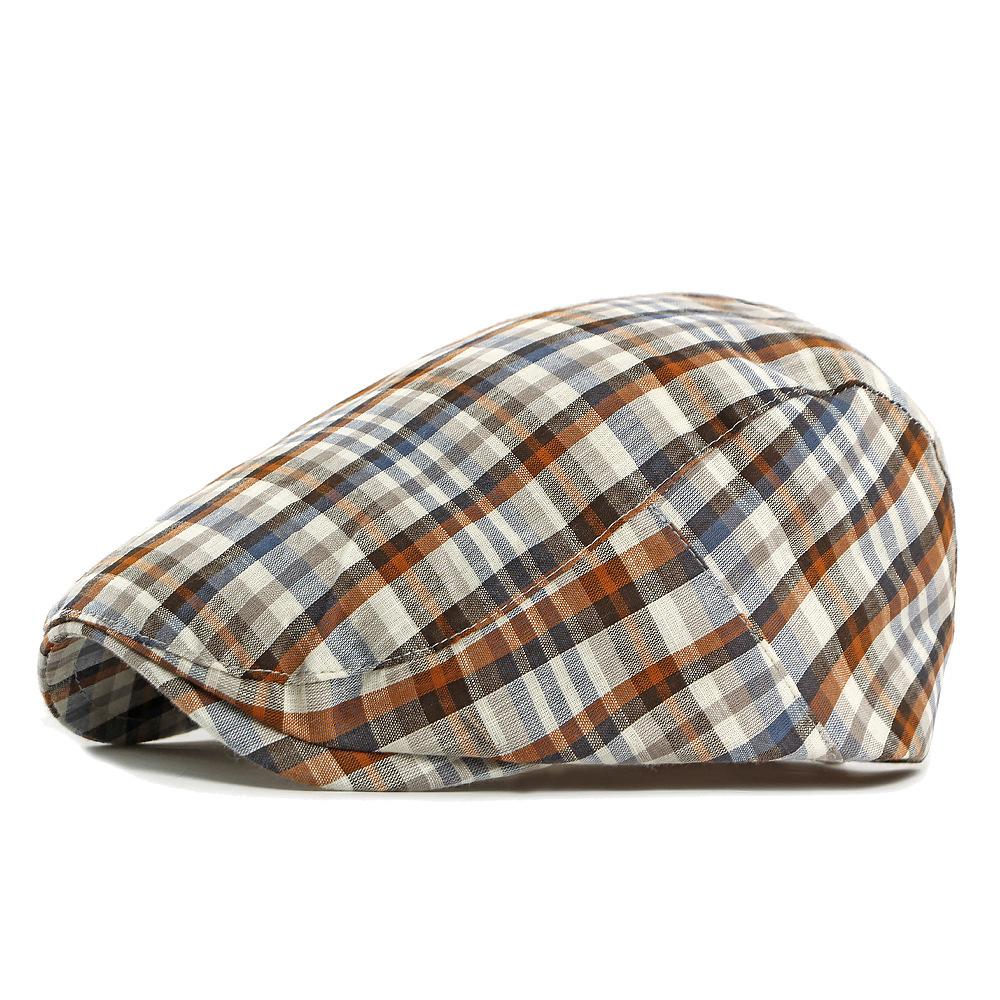 

Spring Hat Beret British Retro Forward Hat Plaid Cap кавовий