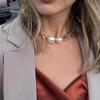 Elegant Imitation Pearl and Geometric Chunky Chain Choker Necklace for Women