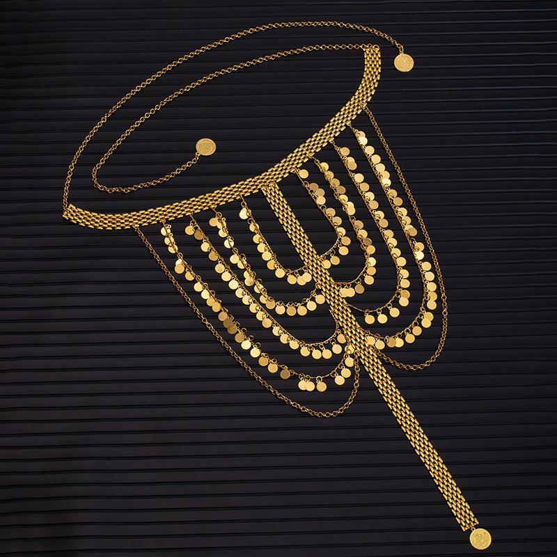 Arab Bridal Headwear Hair Accessories Tassel Sequins Coin Head Chain Hair Chain Performance Accessories Ethnic Style Head Cover Hair Cover