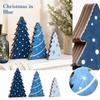 Set of 3 Creative Wooden Blue Christmas Tree Ornaments for Holiday Home Decor