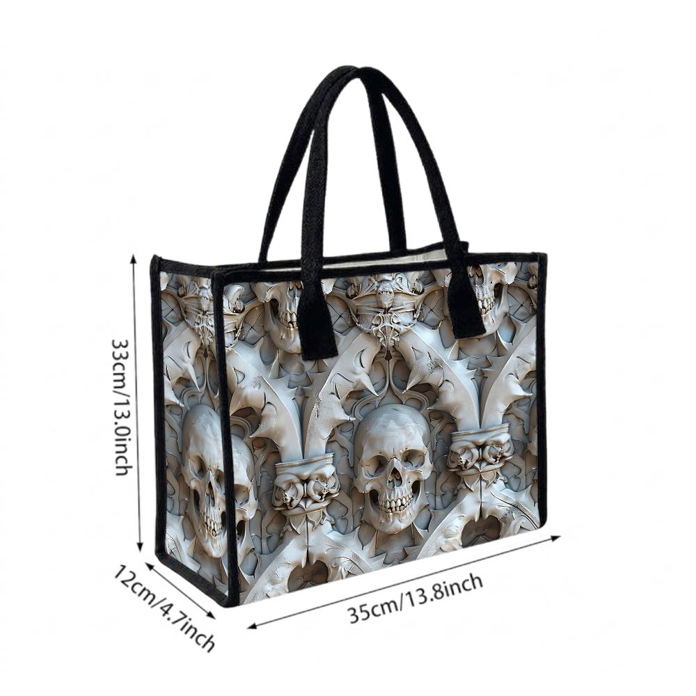 Gothic Skull Pattern Tote Bag for Daily Use