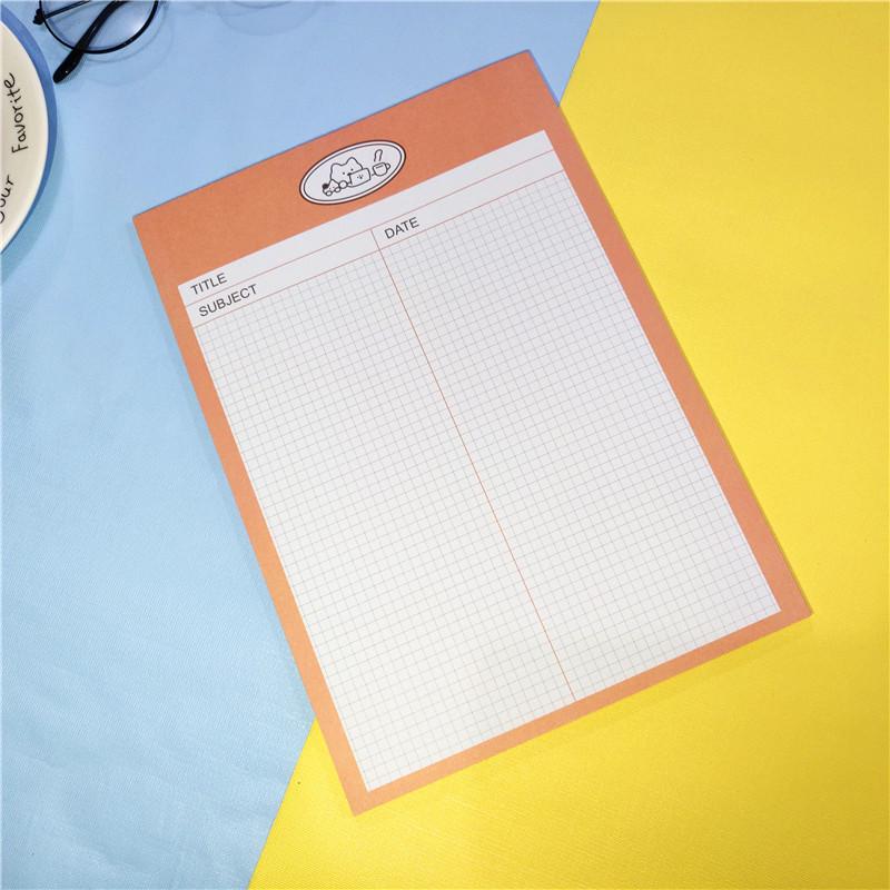Korean Style Cute Little Bear Cartoon Plaid Sticky Notes for Journaling and Study, B5 Paper