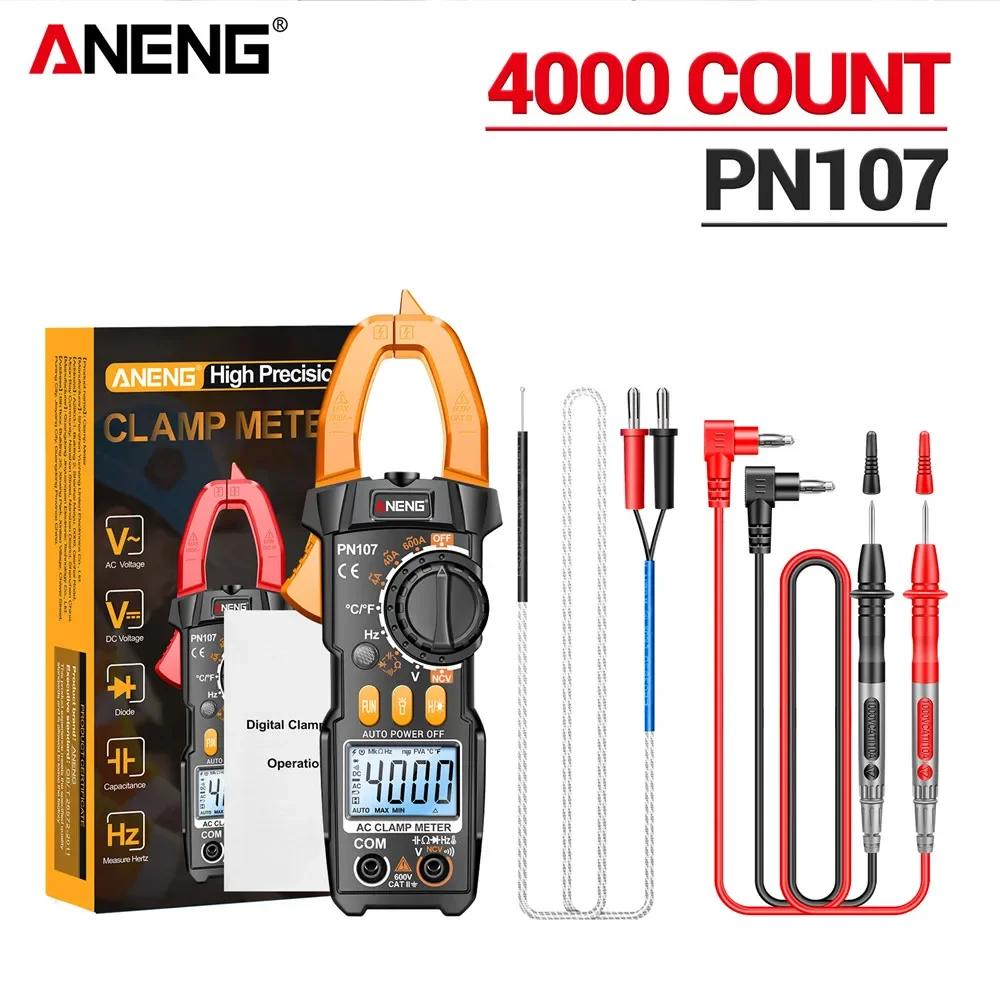 ANENG PN107 Voltmeter Ammeter NCV Diode with Temperature Digital Clamp Meter 600A AC Frequency Professional Tool Current Tester