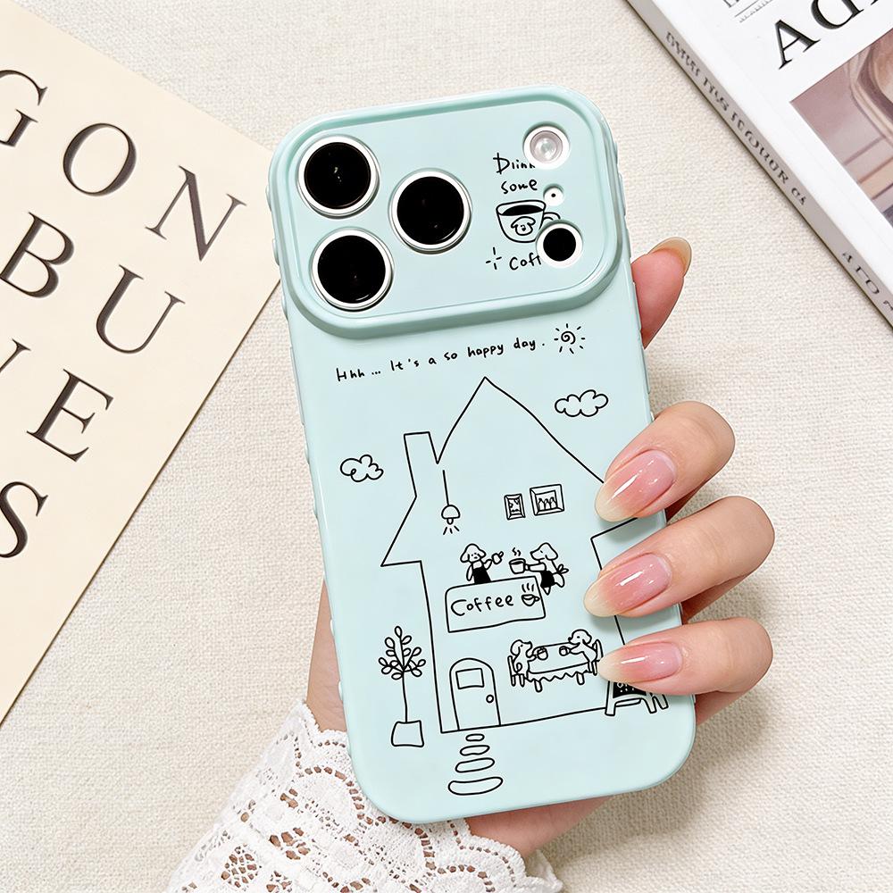 iPhone 17/17 Pro Line Art House Anti-Drop Protective Case for Apple 16/15/14