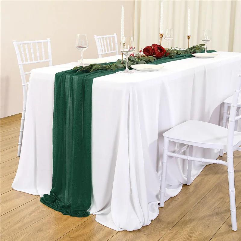 Chiffon Like Table Runner with Silver Sparkle for Wedding Rustic Boho Wedding Party Bridal Shower Decorations Birthday Party