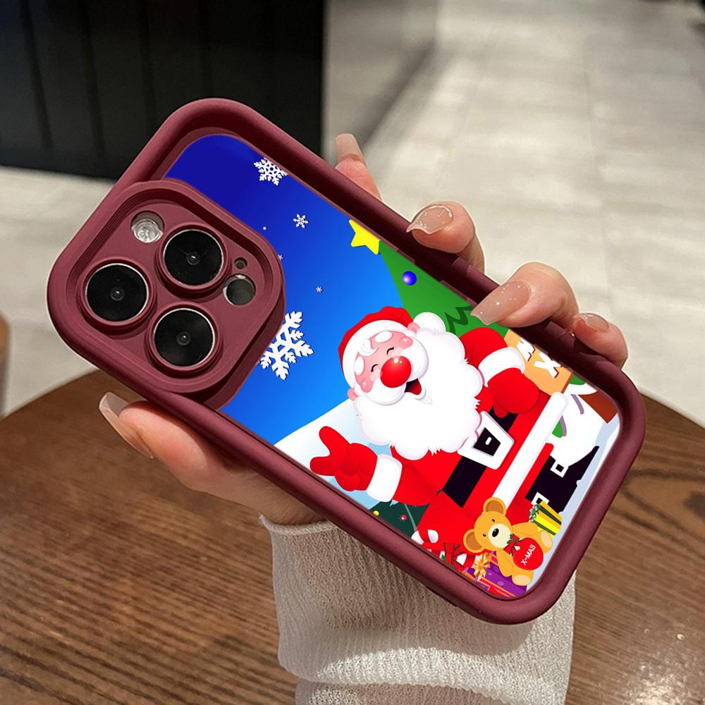 Ae109 Happy New Year Merry Christmas art Phone Cases for iPhone 16 14 13 11 Pro Max 15 7 8 6s Plus 12 mini XR XS Max Angel Eye Ladder Protective Cover