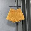 Summer Korean Style Wide Leg Pants Candy Color Ripped Denim Shorts Female High Waist Green A-line Shorts Pants