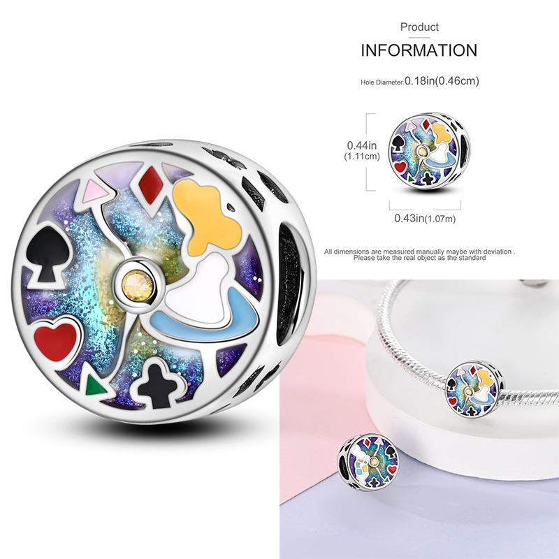 Copper Alarm Clock Starry Sky Pendant Heart-Shaped Charms Beaded Fit Original Bracelet Jewelry Women Diy