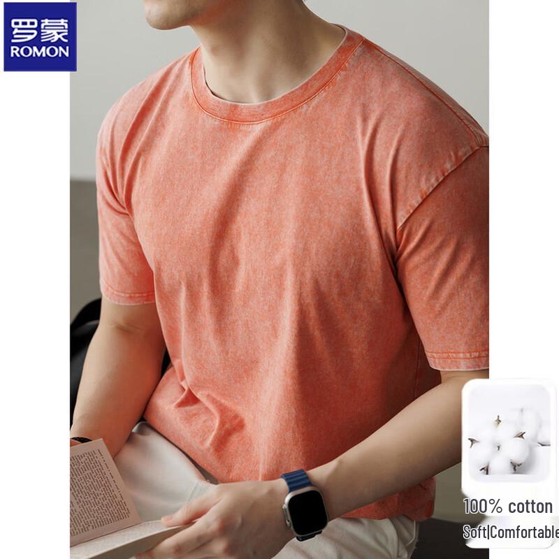 ROMON Atmungsaktives Herren-T-Shirt aus reiner Baumwolle mit kurzen Ärmeln