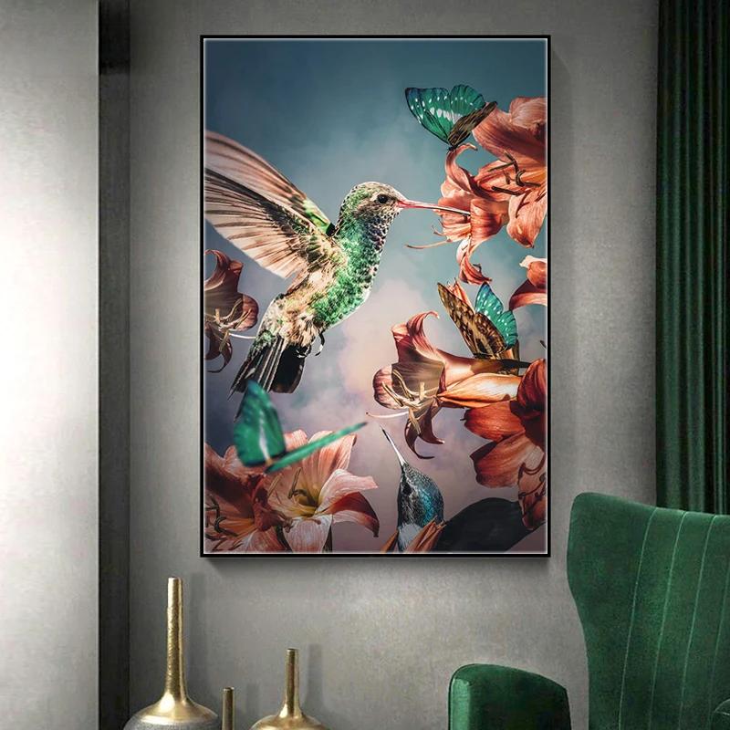 Vintage Animals and Plants Canvas Paintings Flowers Owl Birds Parrot Flamingo Wall Art Poster Pictures Print Living Room Decor