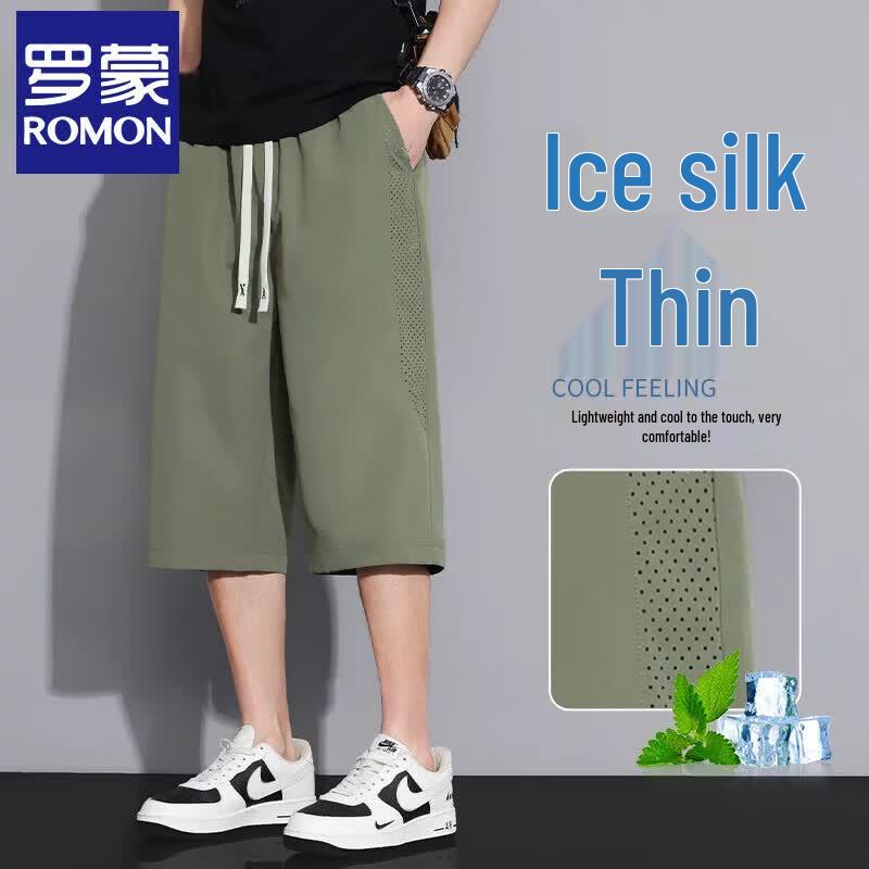 

Romon Men s Ice Silk Quick-Dry Capri Shorts 2XL