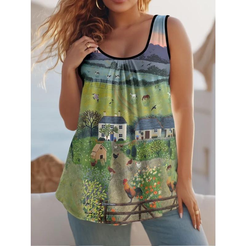 Dámská bezrukávová vesta Kreativní barevný potisk Volný časová Volná Módní Všestranná Letní Nadměrná vesta