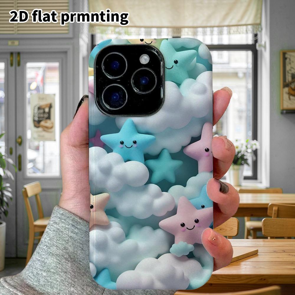 Phone Case: 2D Flat, Fits iPhone 18 17 16 15 14 13 12Pro Protective Case, Stars and Clouds, Perfect Christmas and Halloween Holiday Gift
