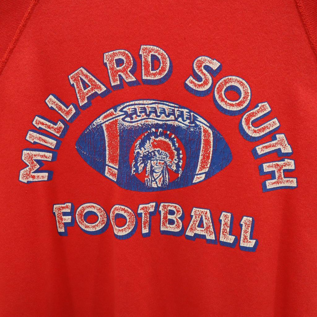 80s 90s Old Long sleeve sweat Red Sweatshirt with fleece lining Men's Used